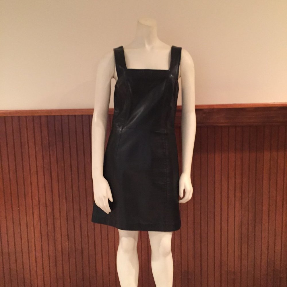 A Line Anne Klein Black Leather Dress - Size 6